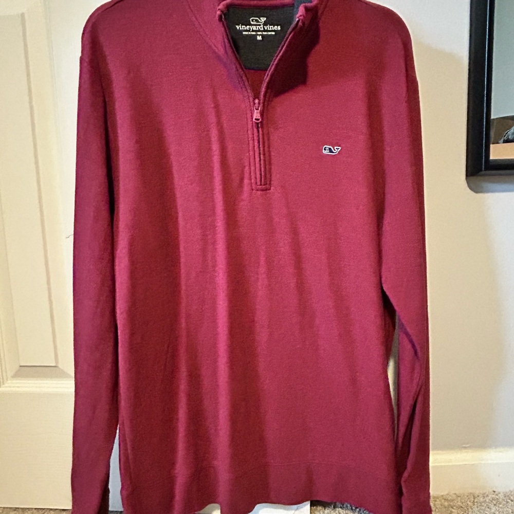 Vineyard Vines Burgundy Quarter-Zip Sweater